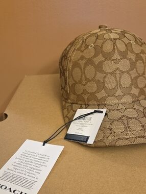 Coach Monogram Jacquard Tan Logo Baseball Cap